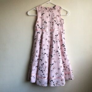Marks & Spencer Sz 7 Pink Floral Girls Dress Crew Neck Sleeveless Buttons